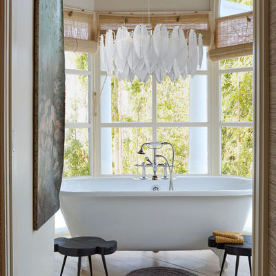 Avelis Glass Feather Round Chandelier 60cm D