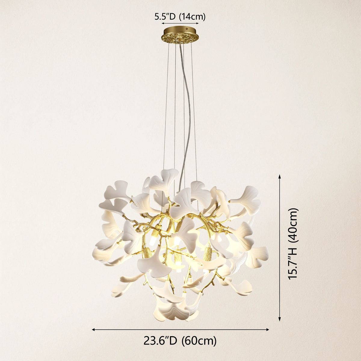 Twilight Branches Ceramic Glow Round Chandelier 60cm D