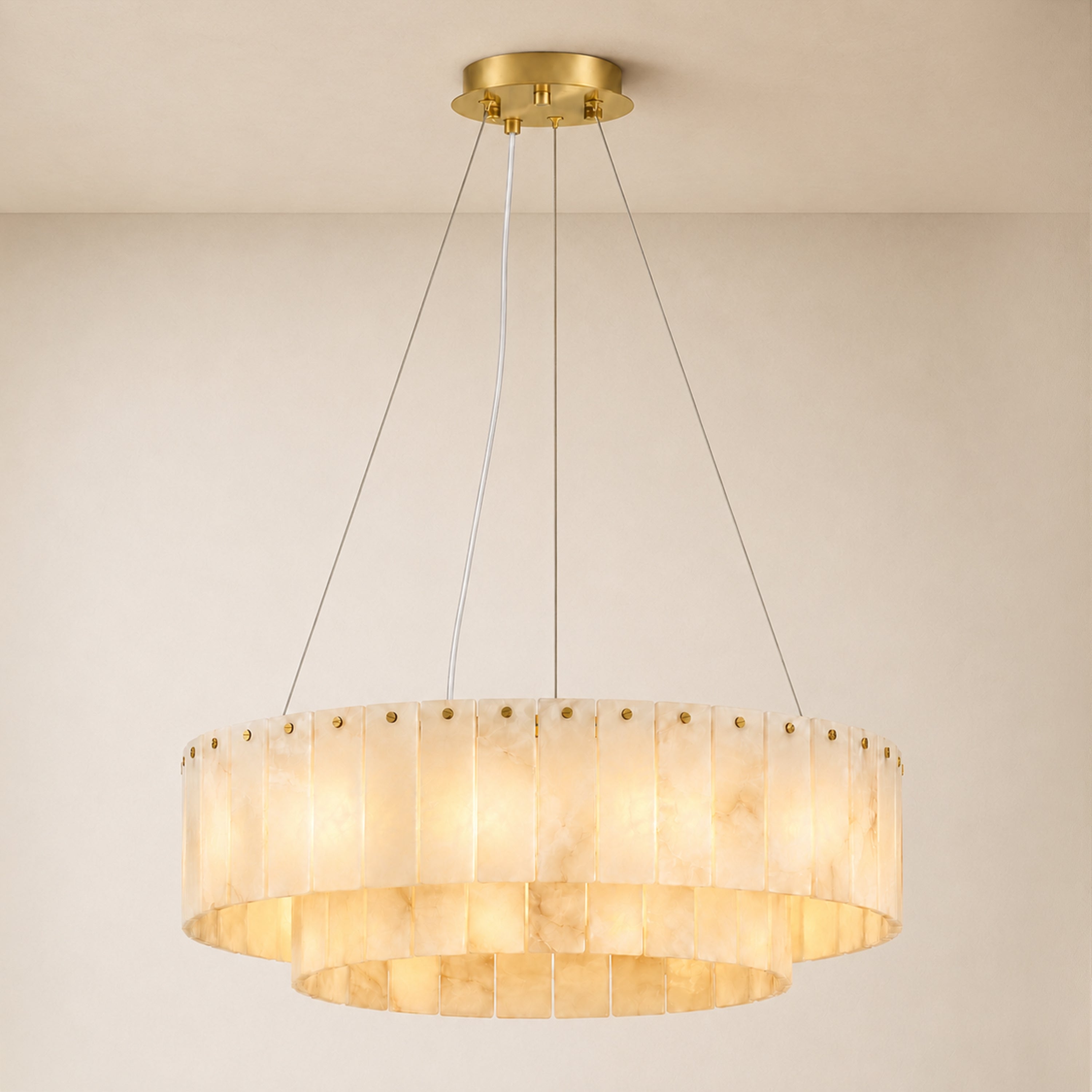 Sawyer Alabaster Custom Round Chandelier 24" 48"D