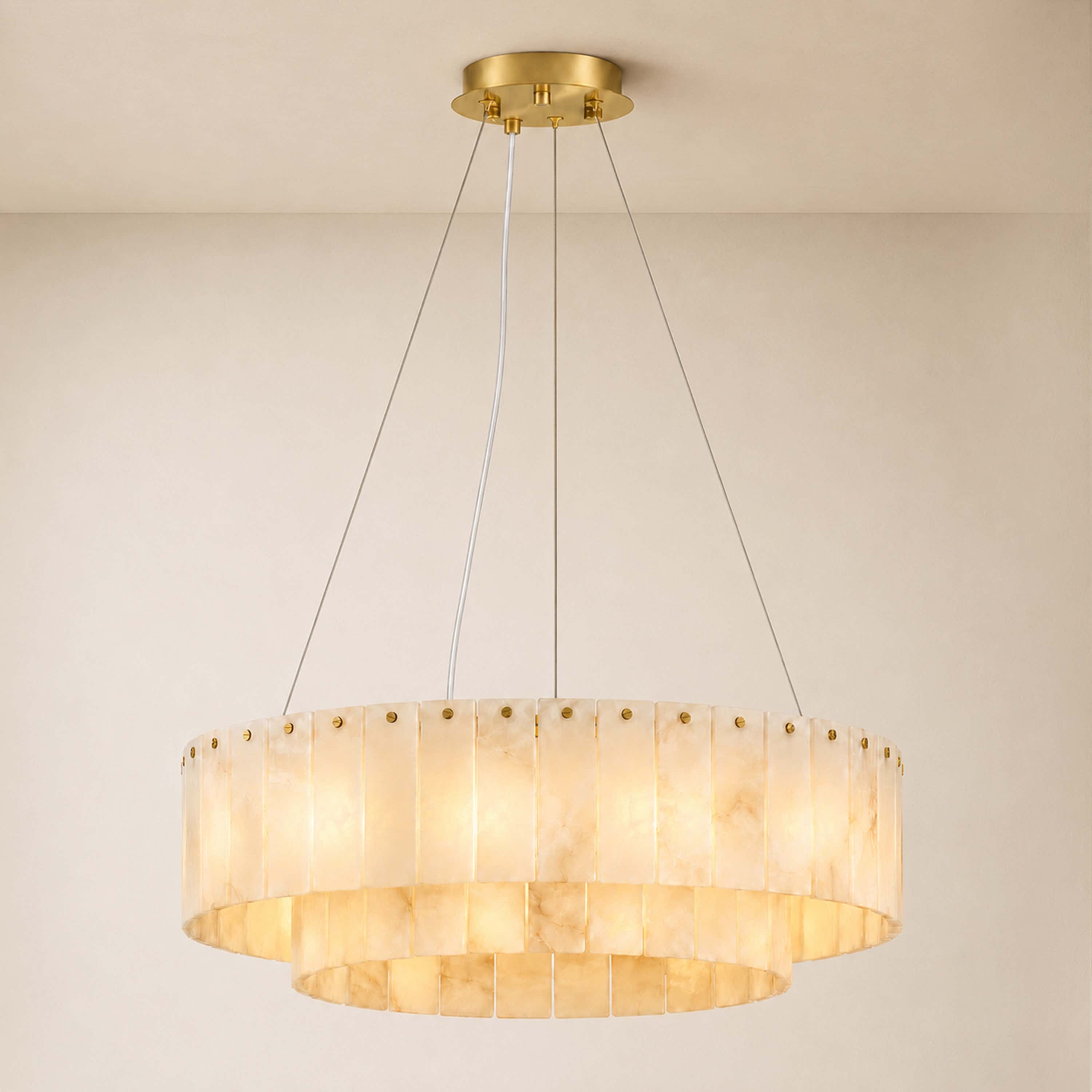 Sawyer Alabaster Custom Round Chandelier 24" 48"D