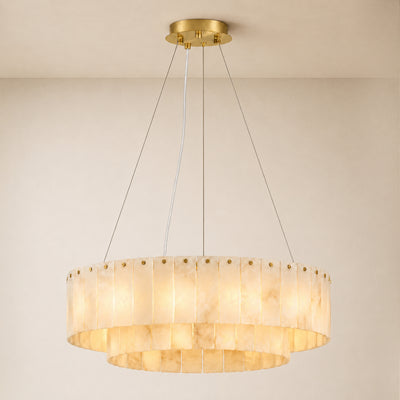 Sawyer Alabaster Custom Round Chandelier 24" 48"D