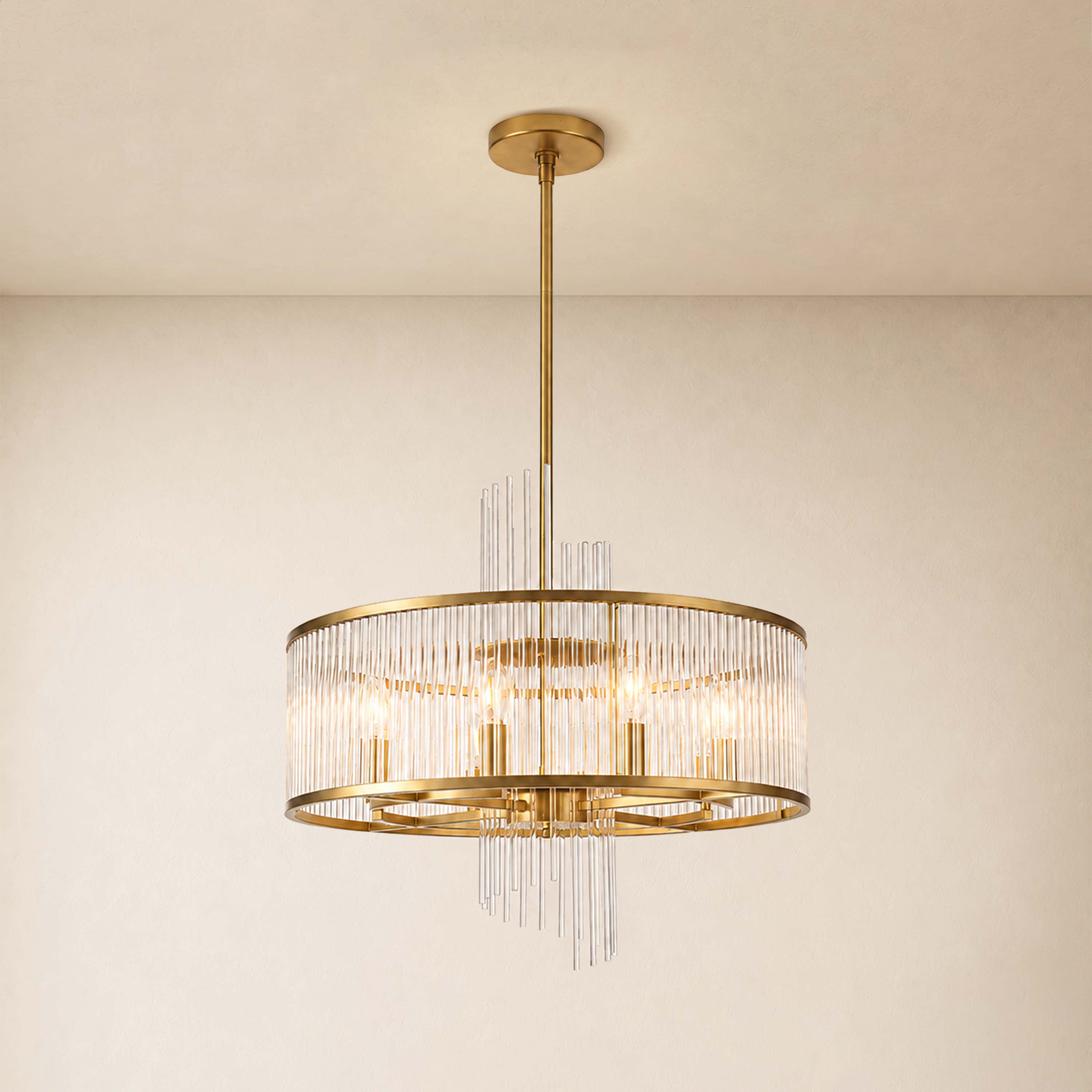 Virellune Glass Rod Round Chandelier 24" 36"D