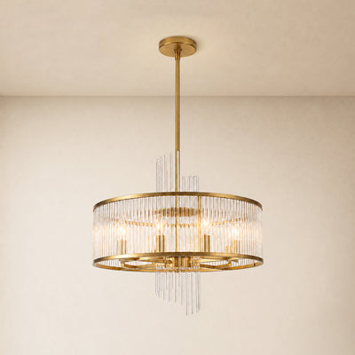 Virellune Glass Rod Round Chandelier 24" 36"D