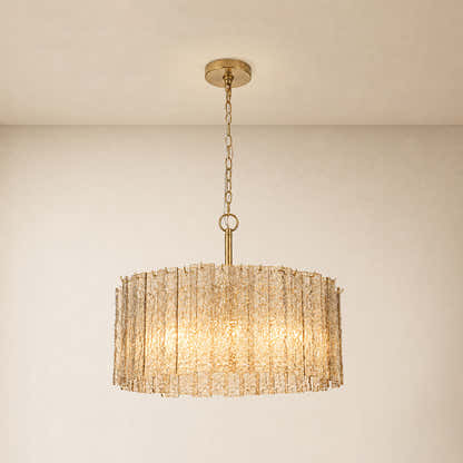 Tavelle Textured Glass Round Chandelier 24" 30"D