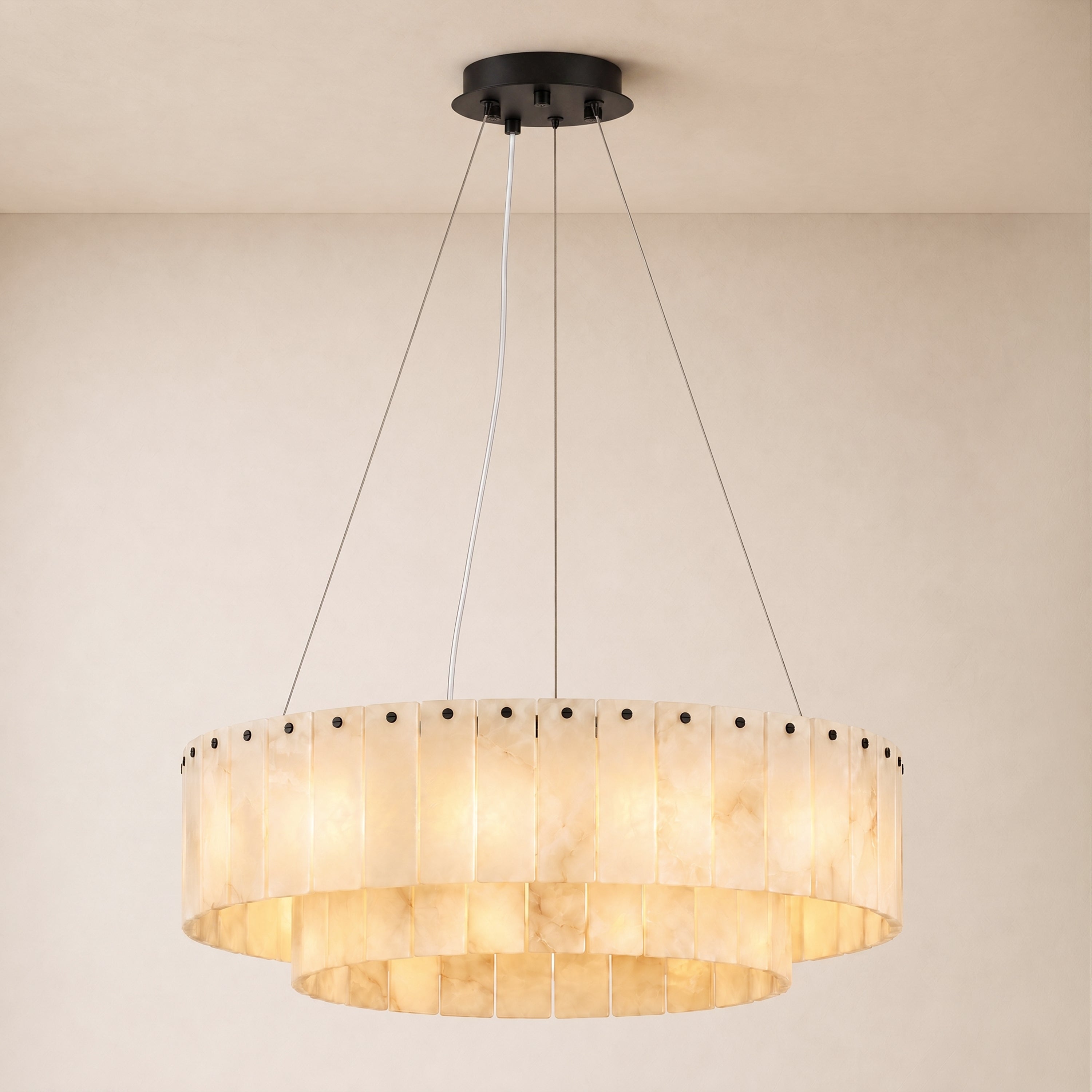 Sawyer Alabaster Custom Round Chandelier 24" 48"D