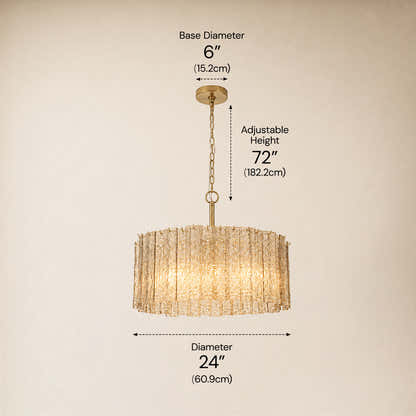 Tavelle Textured Glass Round Chandelier 24" 30"D