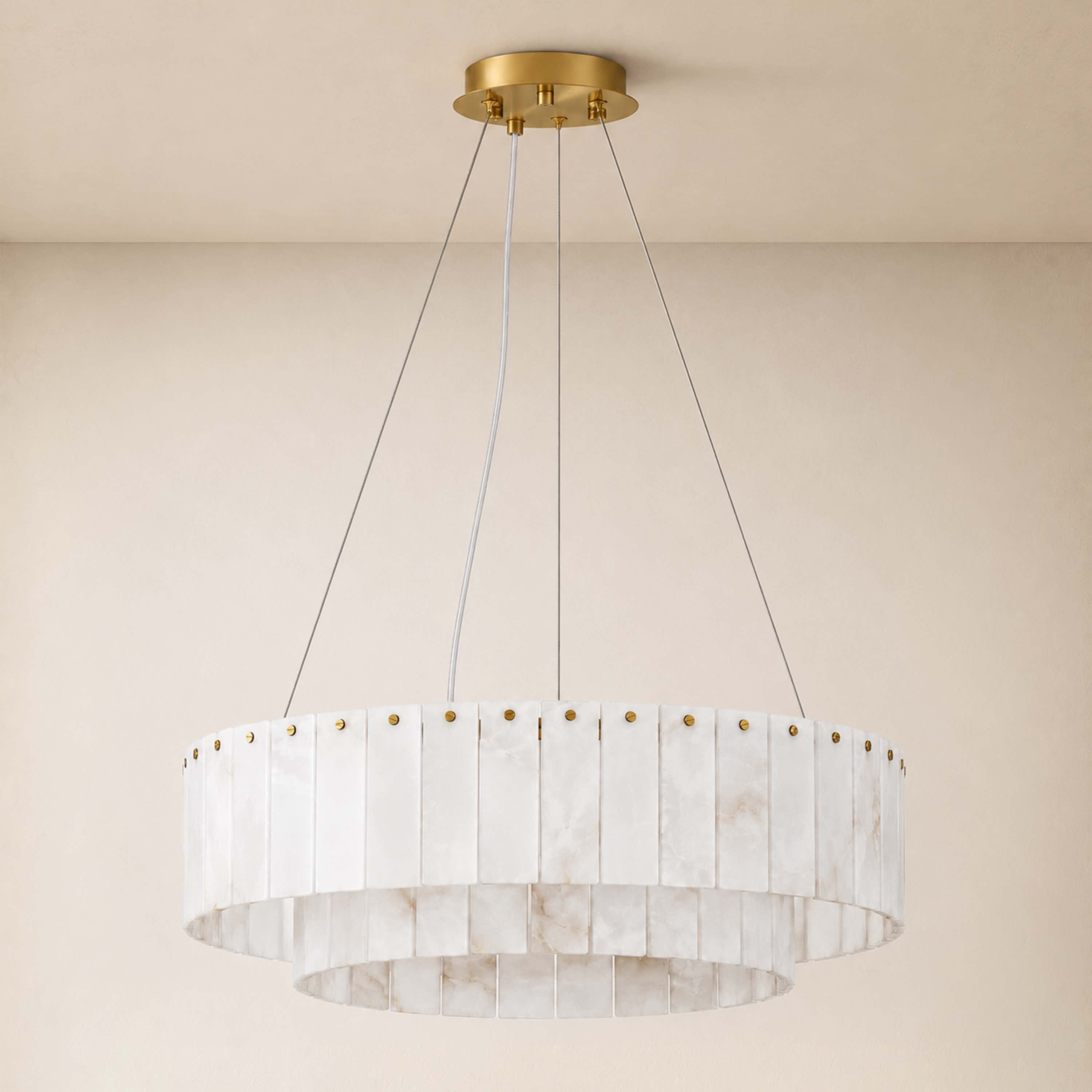 Sawyer Alabaster Custom Round Chandelier 24" 48"D