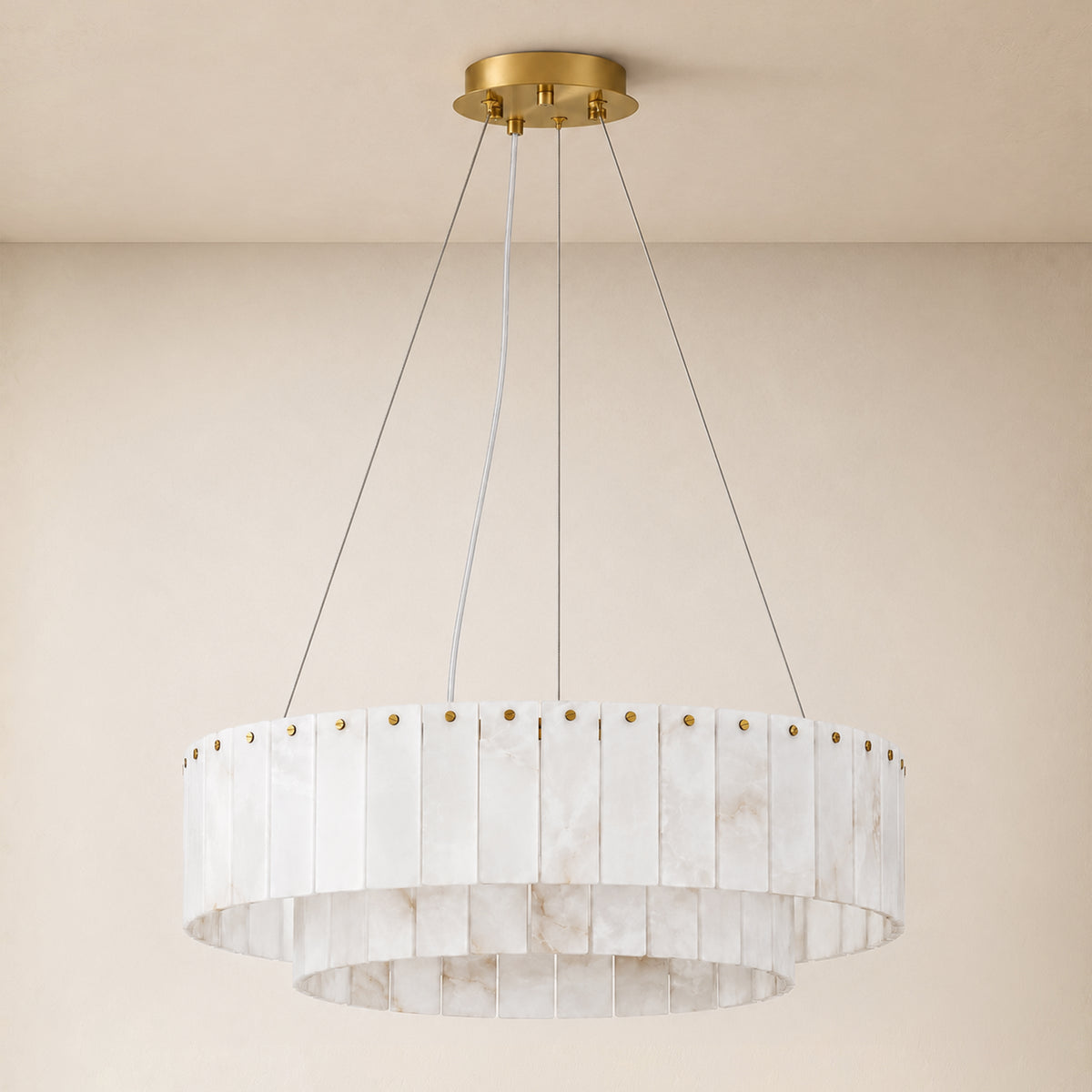 Sawyer Alabaster Custom Round Chandelier 24" 48"D