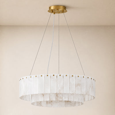 Sawyer Alabaster Custom Round Chandelier 24" 48"D
