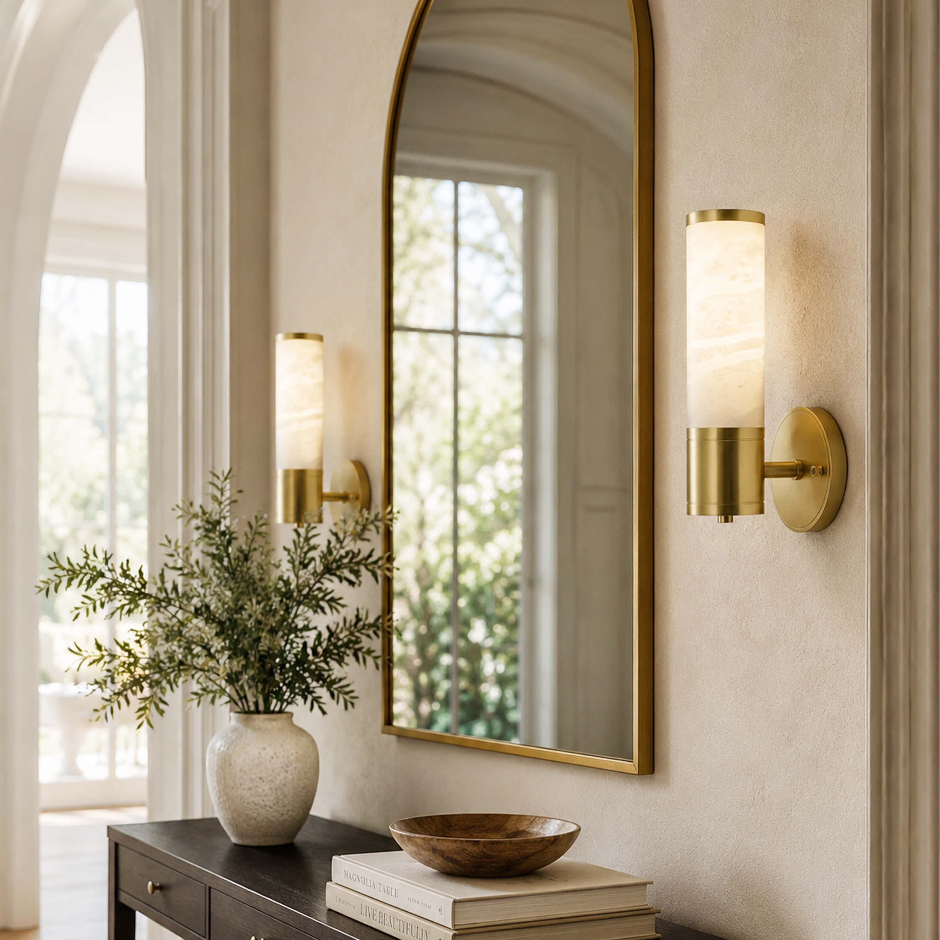 Aventra Alabaster Cylindrical Wall Sconce