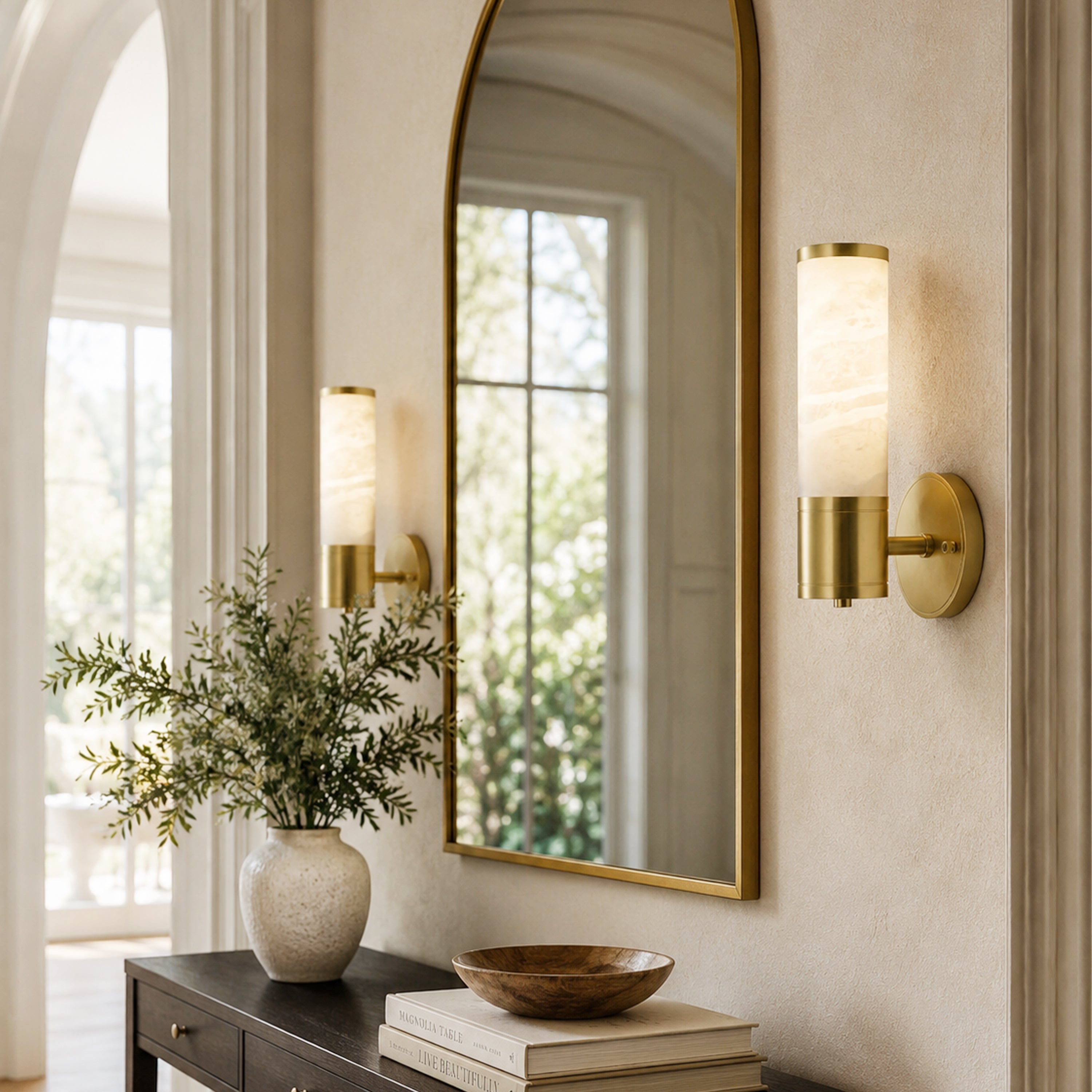 Aventra Alabaster Cylindrical Wall Sconce