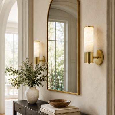 Aventra Alabaster Cylindrical Wall Sconce