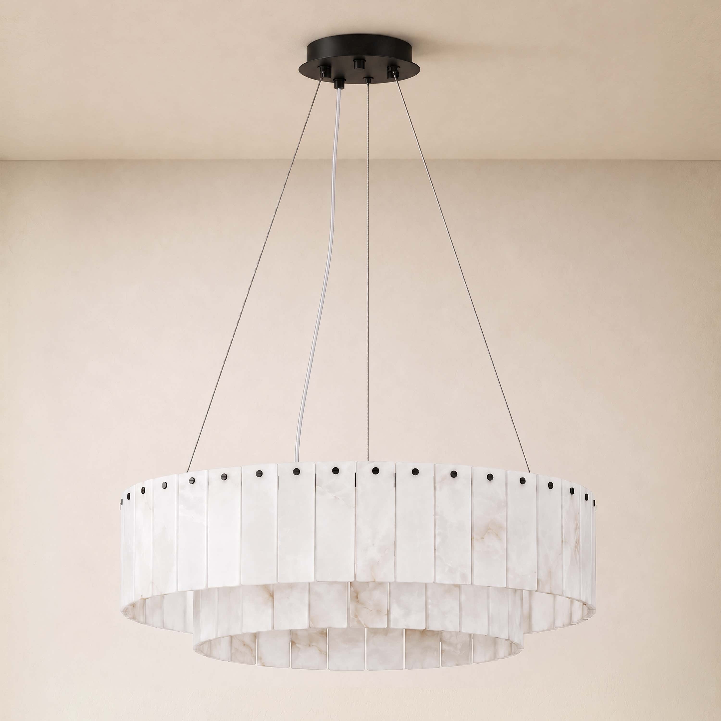 Sawyer Alabaster Custom Round Chandelier 24" 48"D