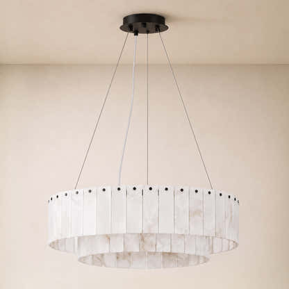 Sawyer Alabaster Custom Round Chandelier 24" 48"D