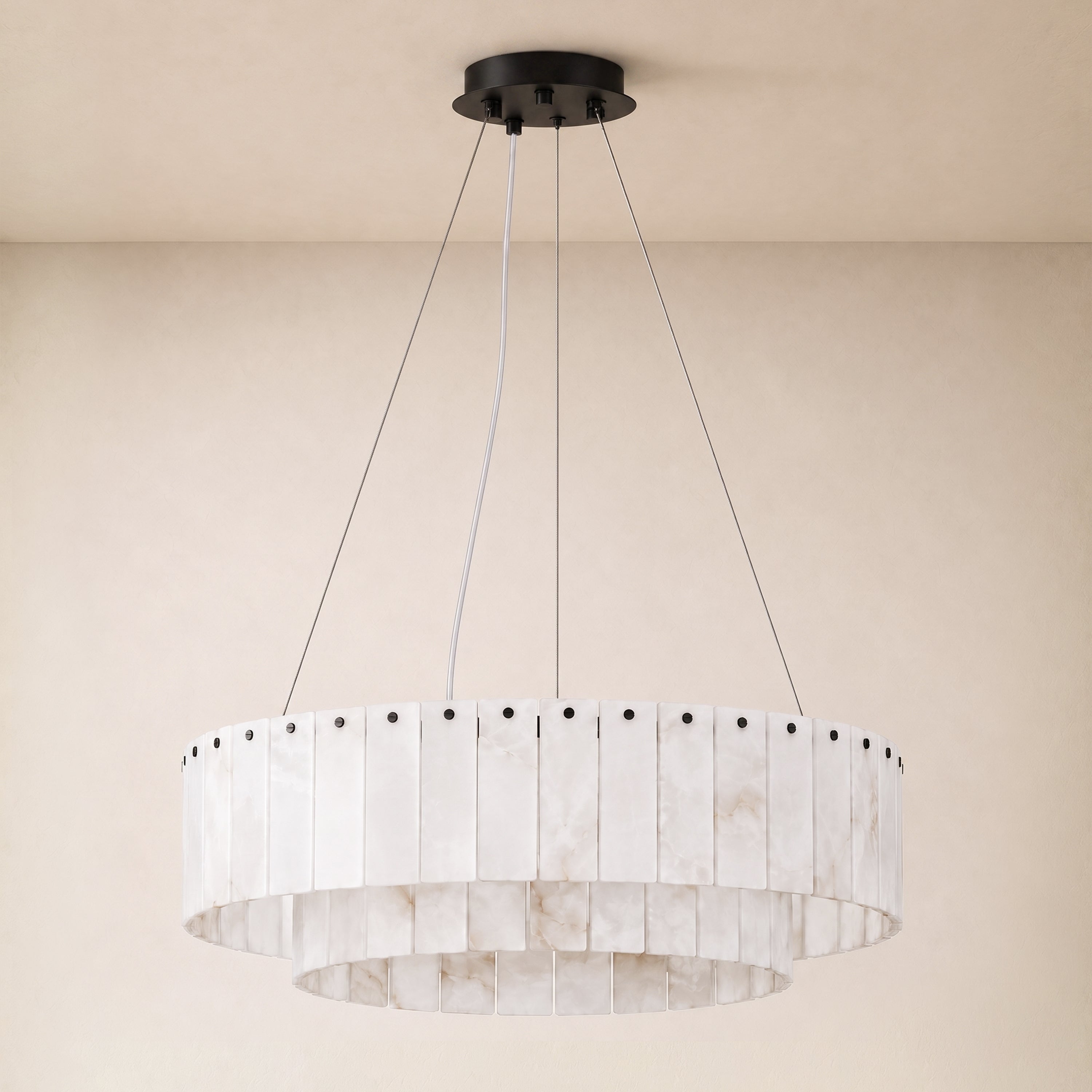 Sawyer Alabaster Custom Round Chandelier 24" 48"D