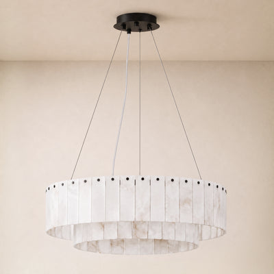 Sawyer Alabaster Custom Round Chandelier 24" 48"D