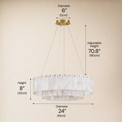 Sawyer Alabaster Custom Round Chandelier 24" 48"D