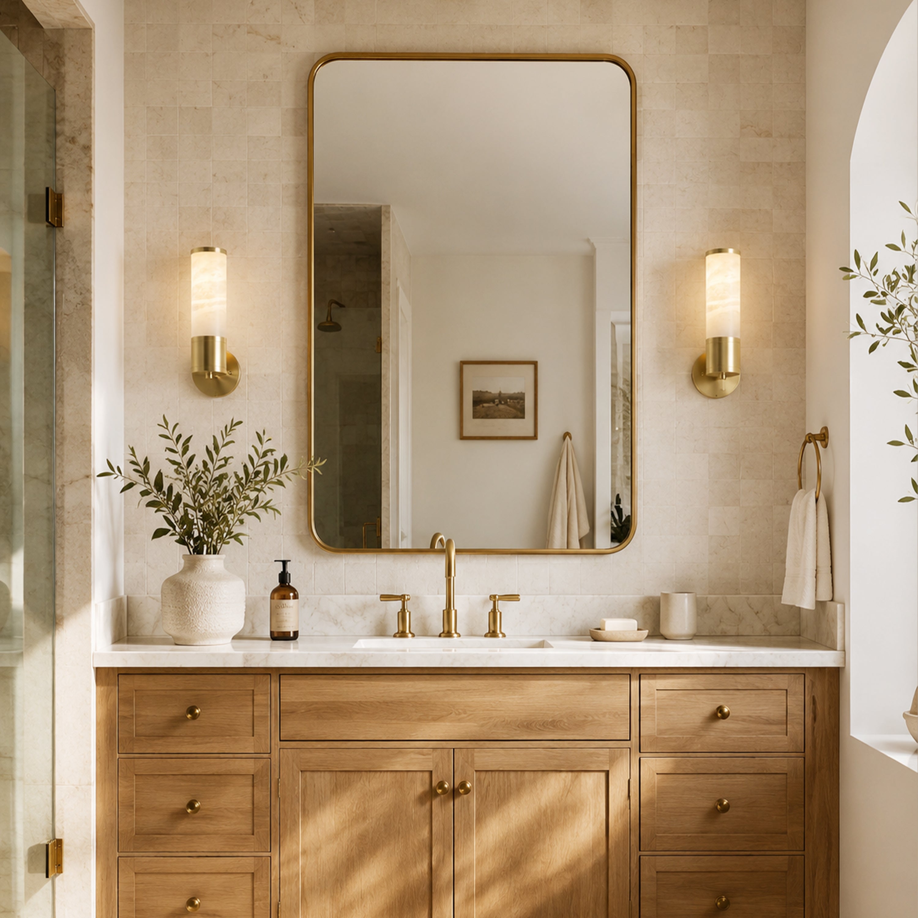 Aventra Alabaster Cylindrical Wall Sconce