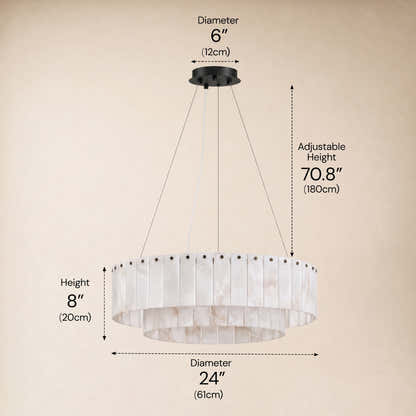 Sawyer Alabaster Custom Round Chandelier 24" 48"D