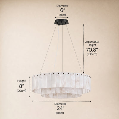 Sawyer Alabaster Custom Round Chandelier 24" 48"D