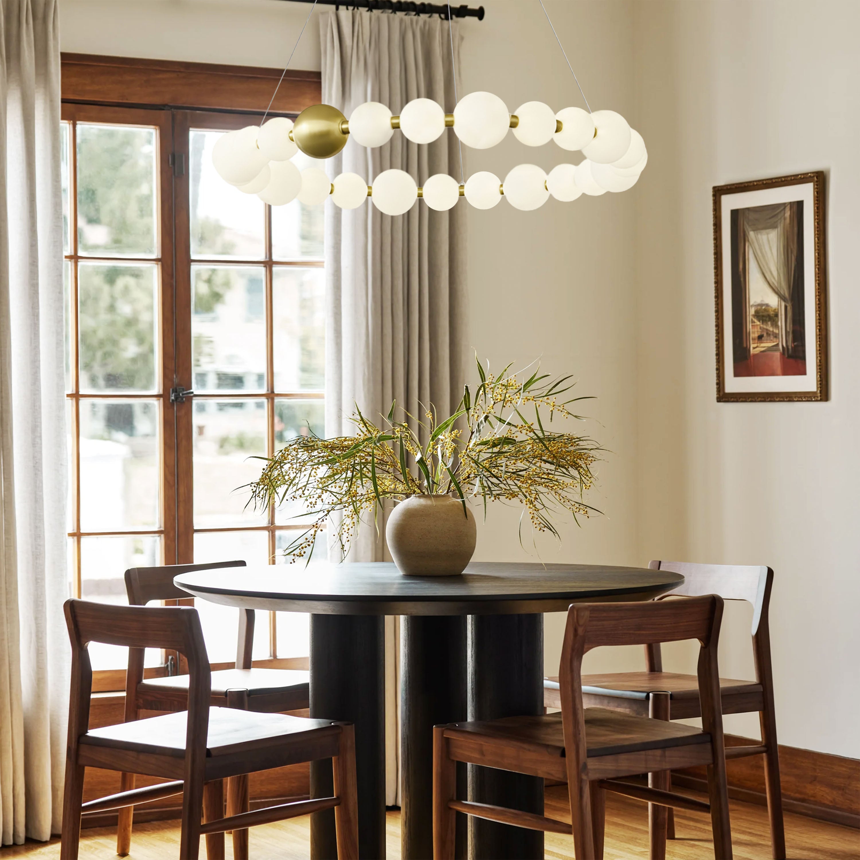 Velora Pearl Bead Round Chandelier 62cm D