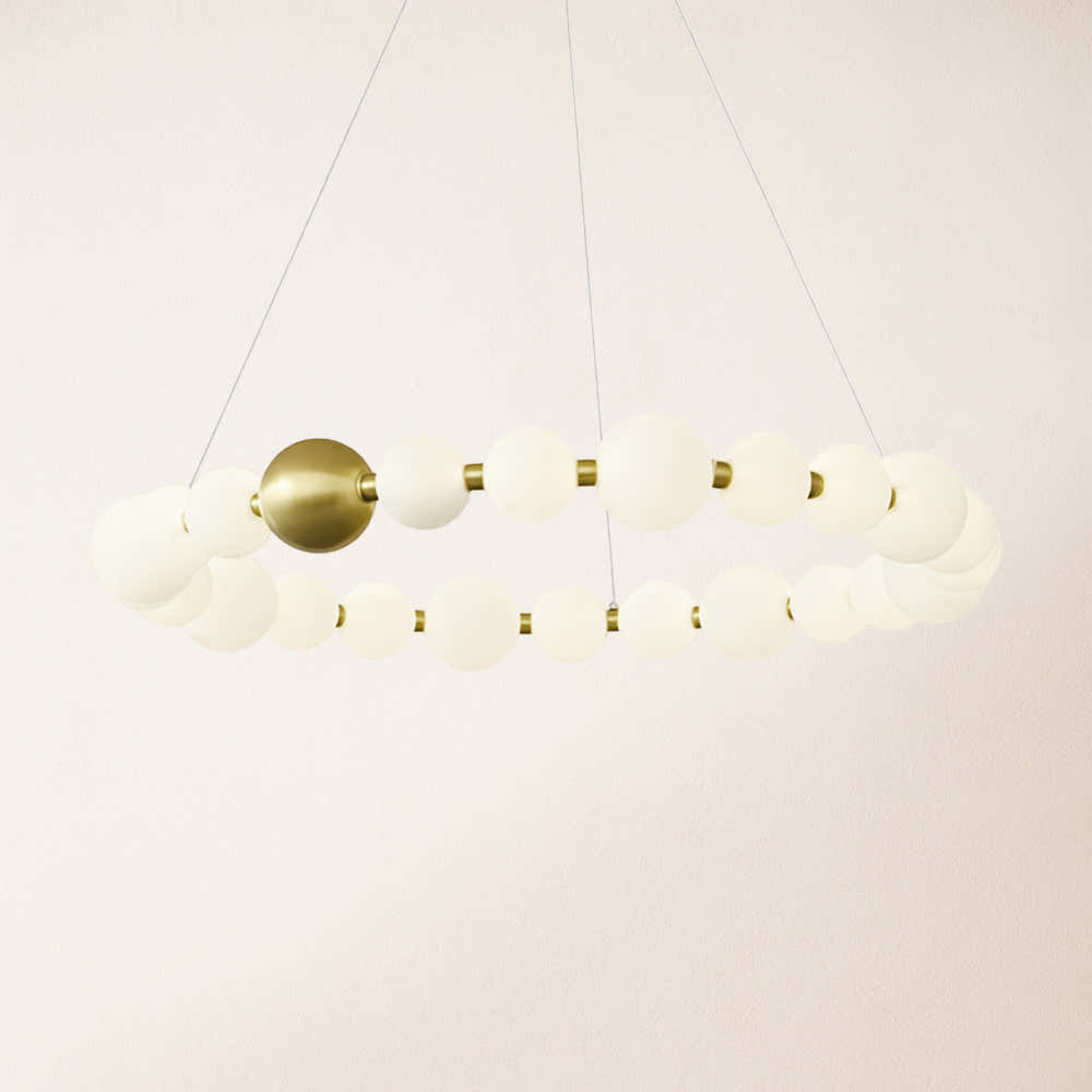 Velora Pearl Bead Round Chandelier 62cm D