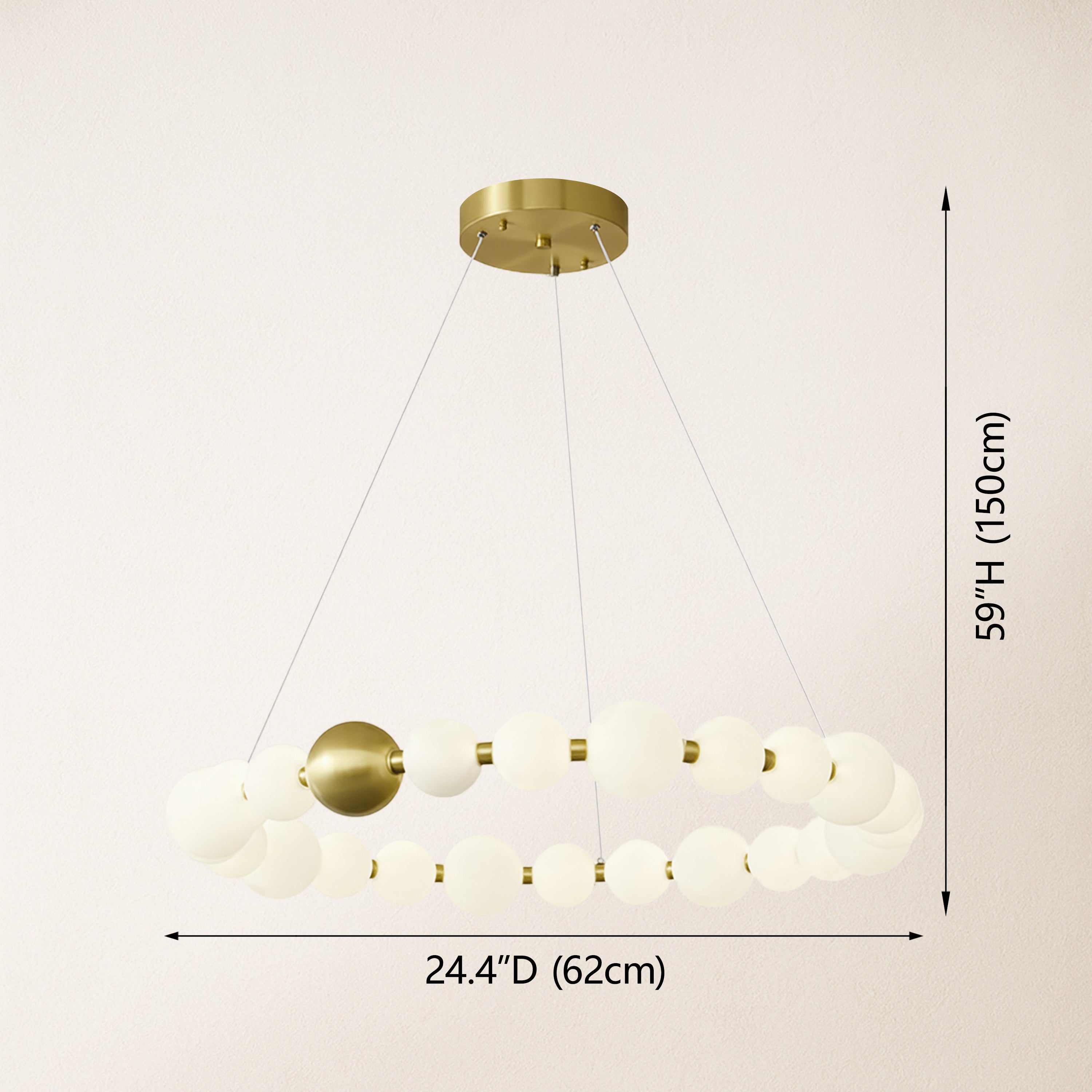 Velora Pearl Bead Round Chandelier 62cm D