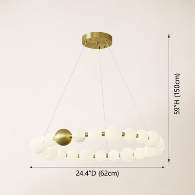 Velora Pearl Bead Round Chandelier 62cm D