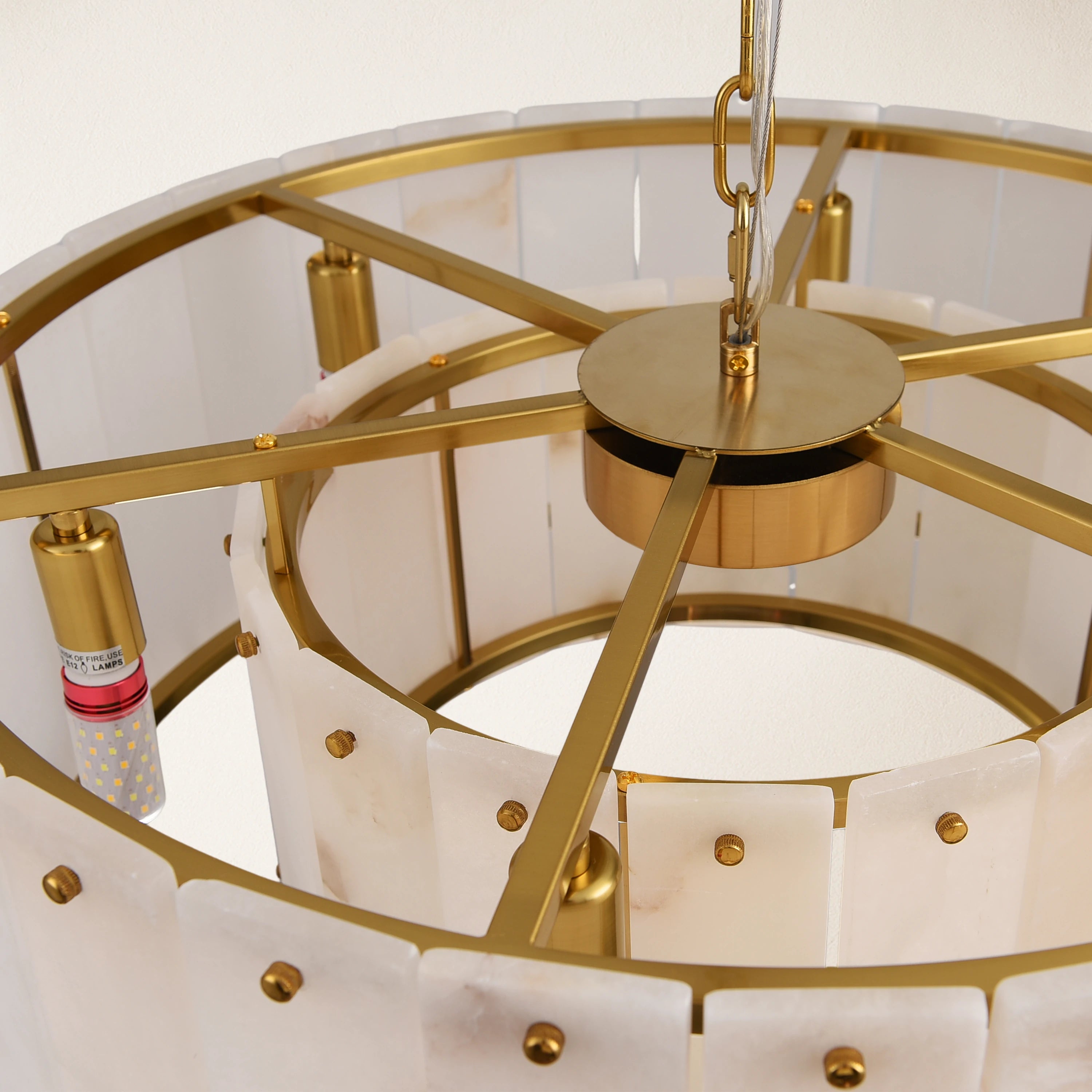 Nivislight Alabaster 2-Tier Round Chandelier 61cm