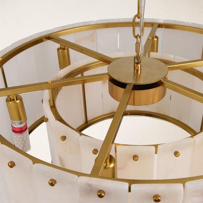 Nivislight Alabaster 2-Tier Round Chandelier 61cm