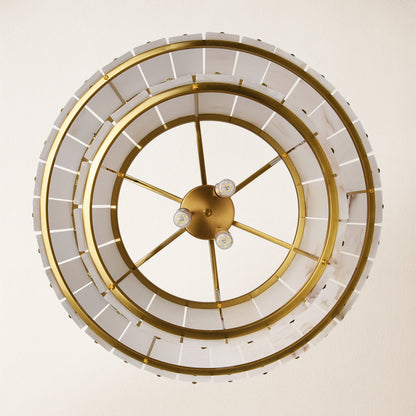 Nivislight Alabaster 2-Tier Round Chandelier 61cm