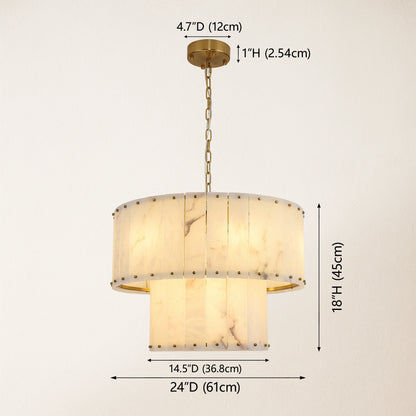 Nivislight Alabaster 2-Tier Round Chandelier 61cm
