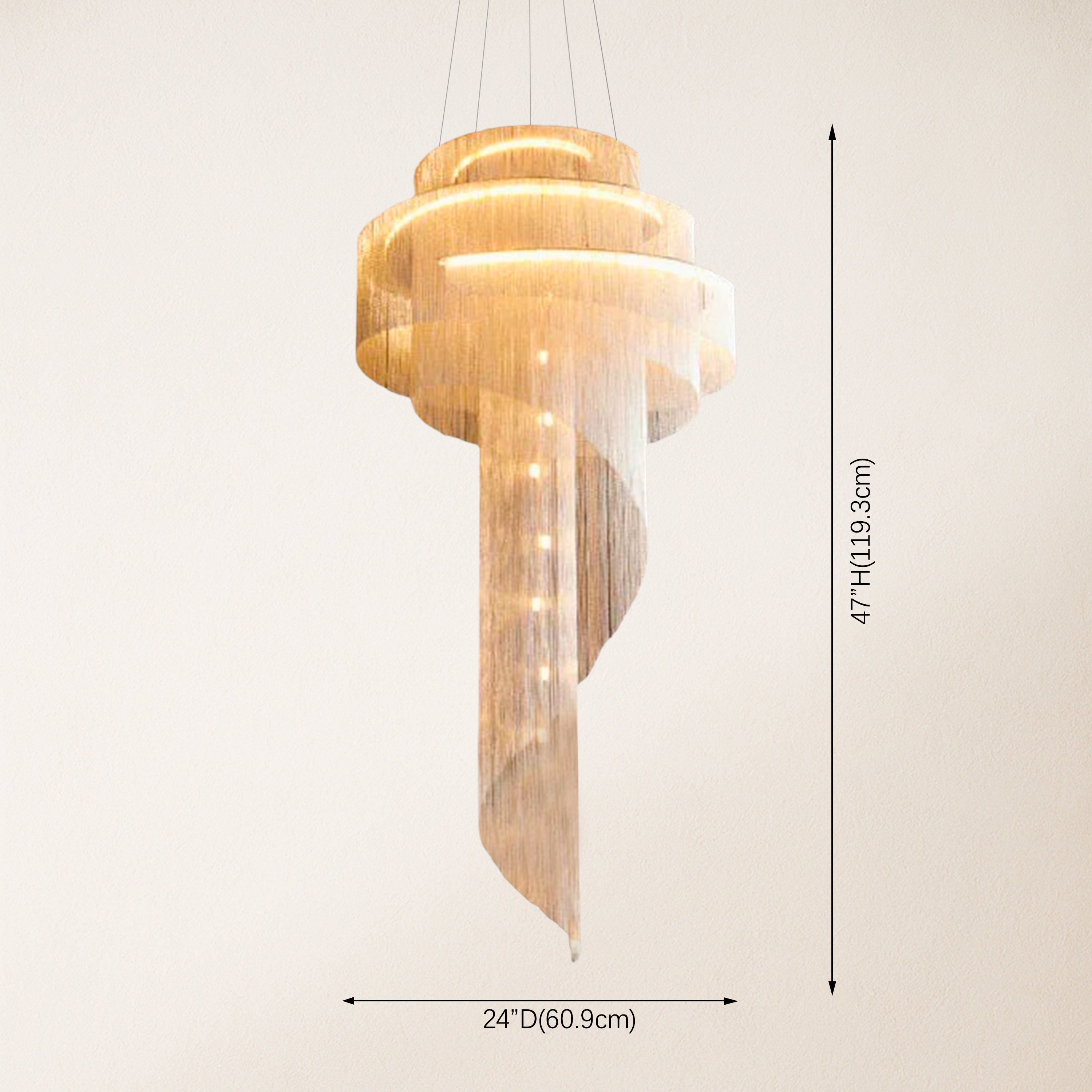 Teresa Cadena Metal Chain Tassel Entryway Chandelier 61cm D