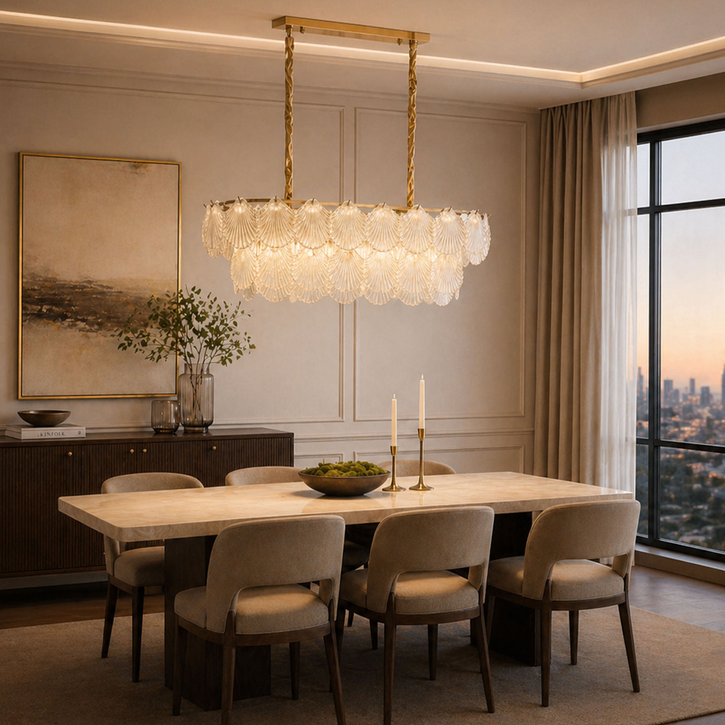 Marivelle Luxury Shell Glass Chandelier