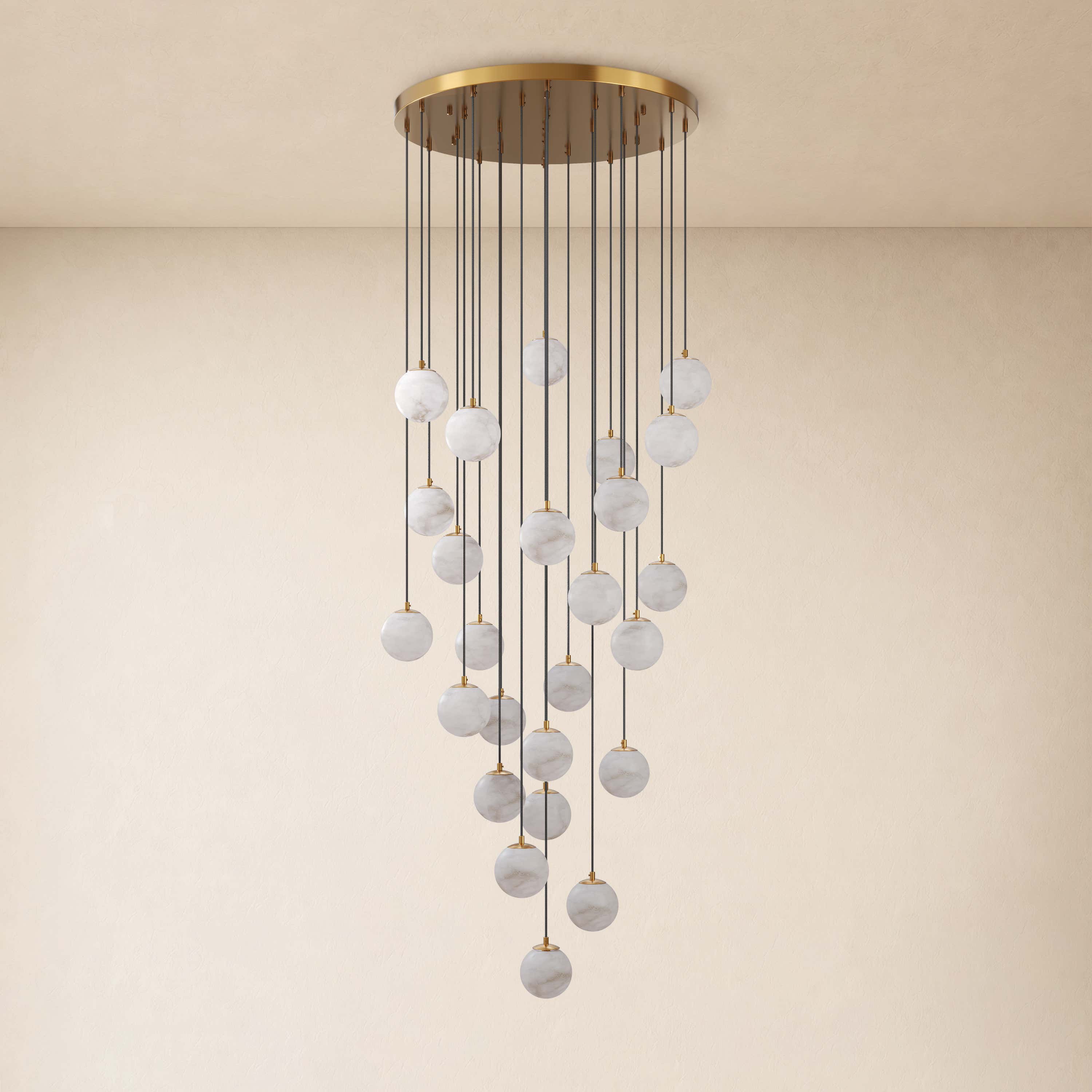 Solindra Resin Alabaster Texture Globe Cascade Chandelier