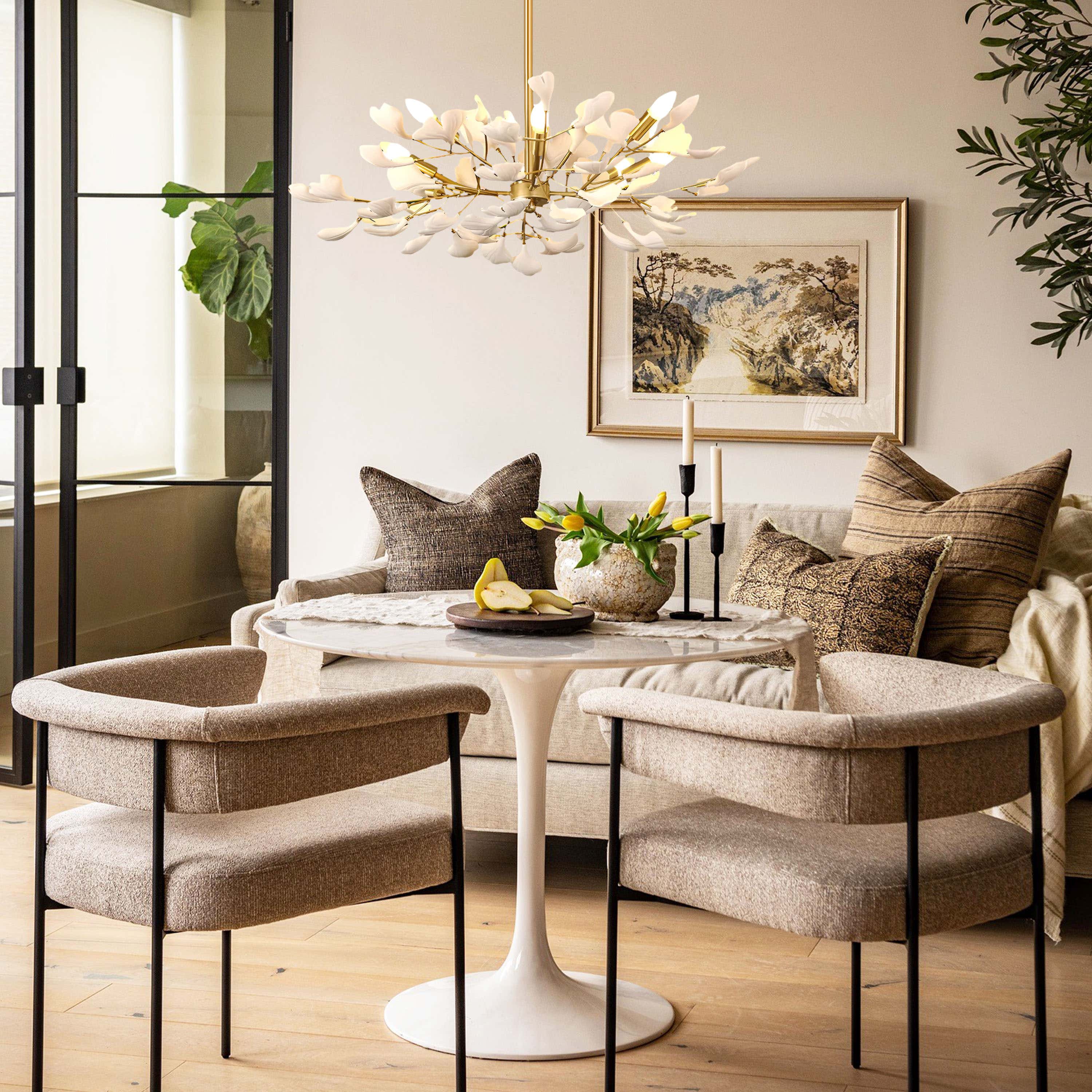 Twilight Branches Ceramic Ginkgo Chandelier 105 cm D