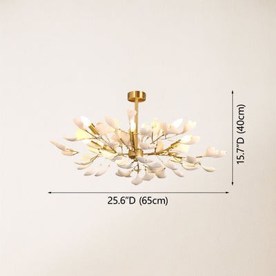 Twilight Branches Ceramic Ginkgo Chandelier 72cm D