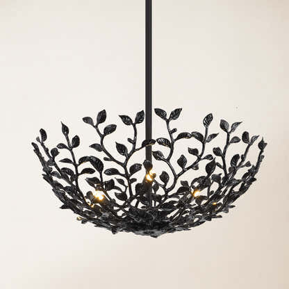 Elara Black Tree Branch Semi Flush Mount Chandelier 65cm