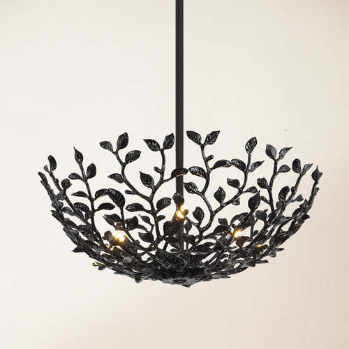 Elara Black Tree Branch Semi Flush Mount Chandelier 65cm