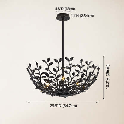 Elara Black Tree Branch Semi Flush Mount Chandelier 65cm