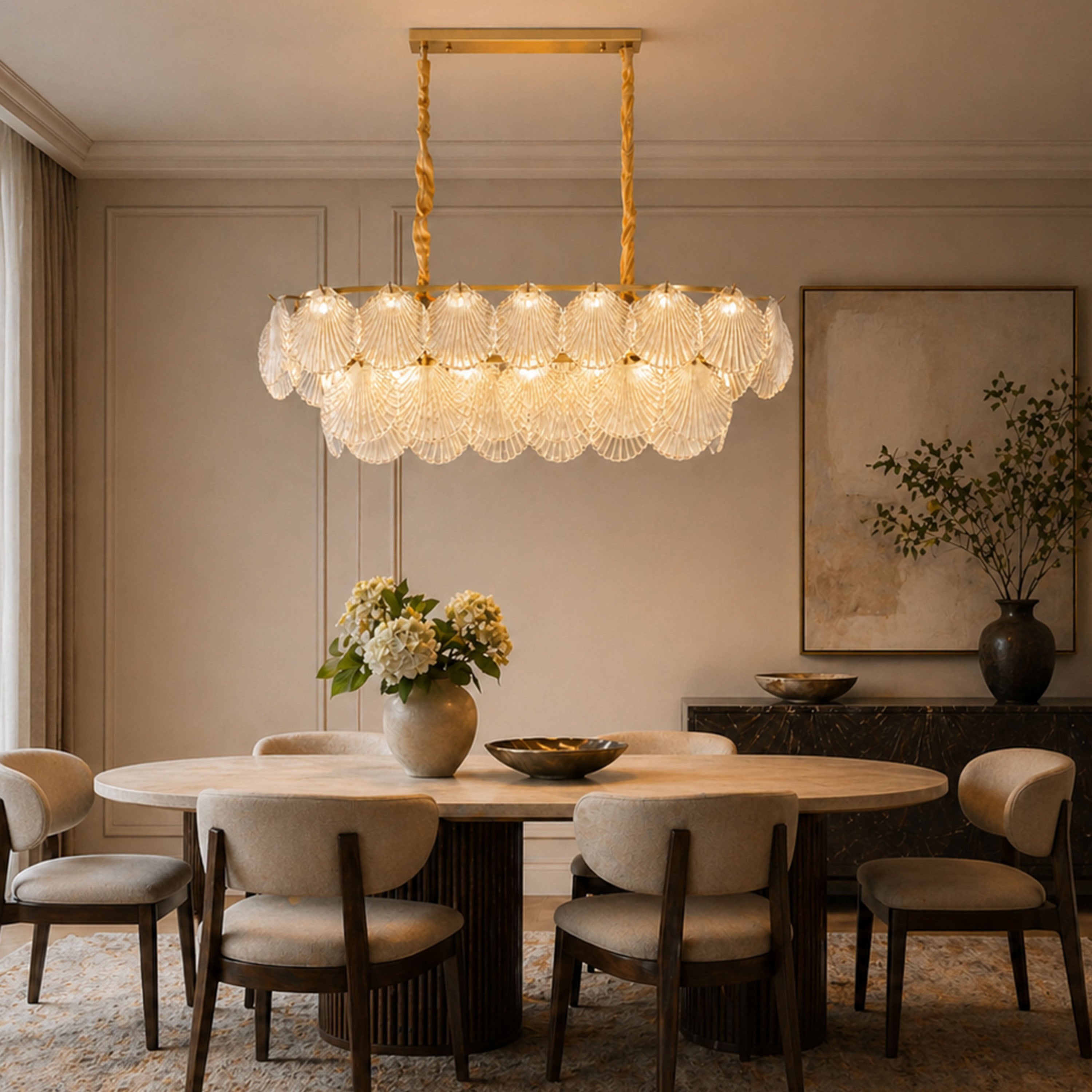 Marivelle Luxury Shell Glass Chandelier