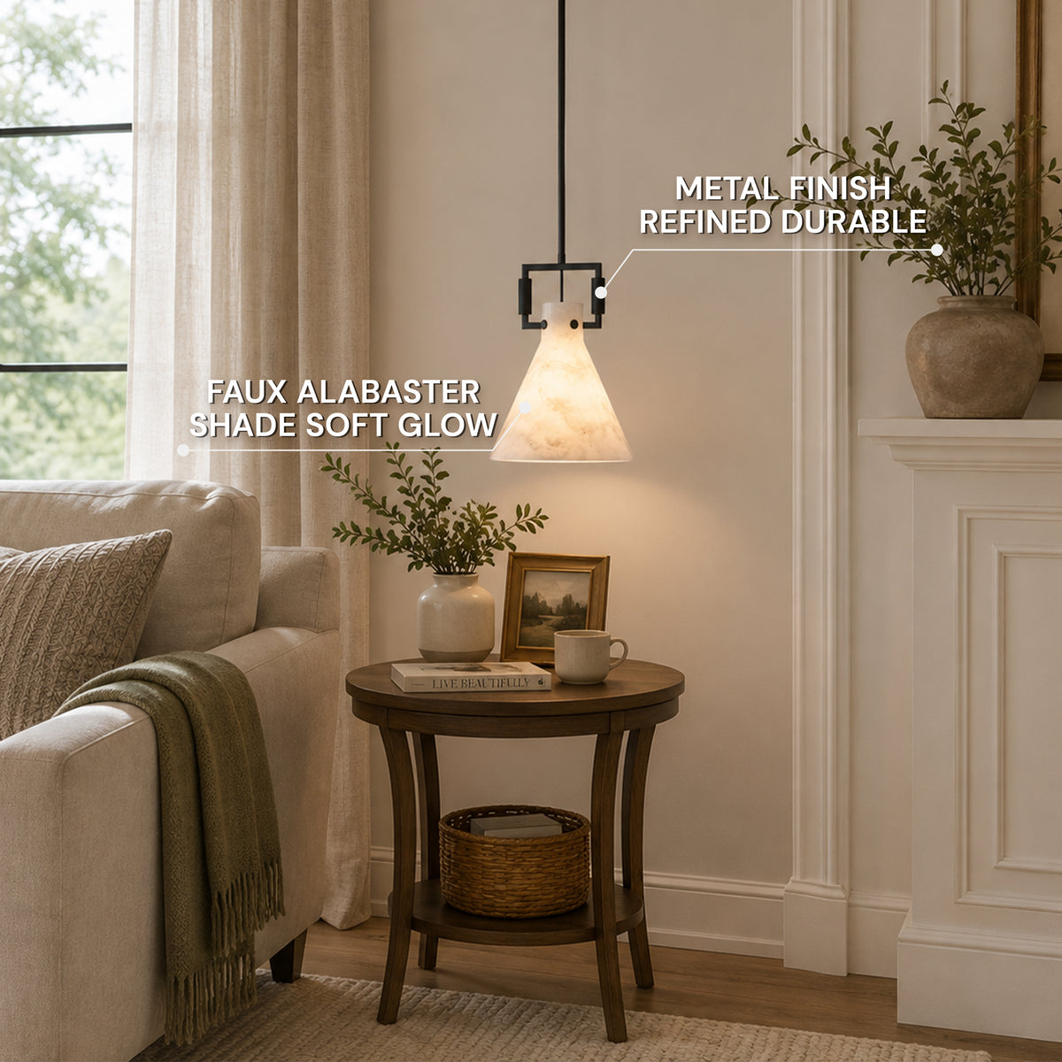 Lioren Resin Cone Pendant Light 10.2"D