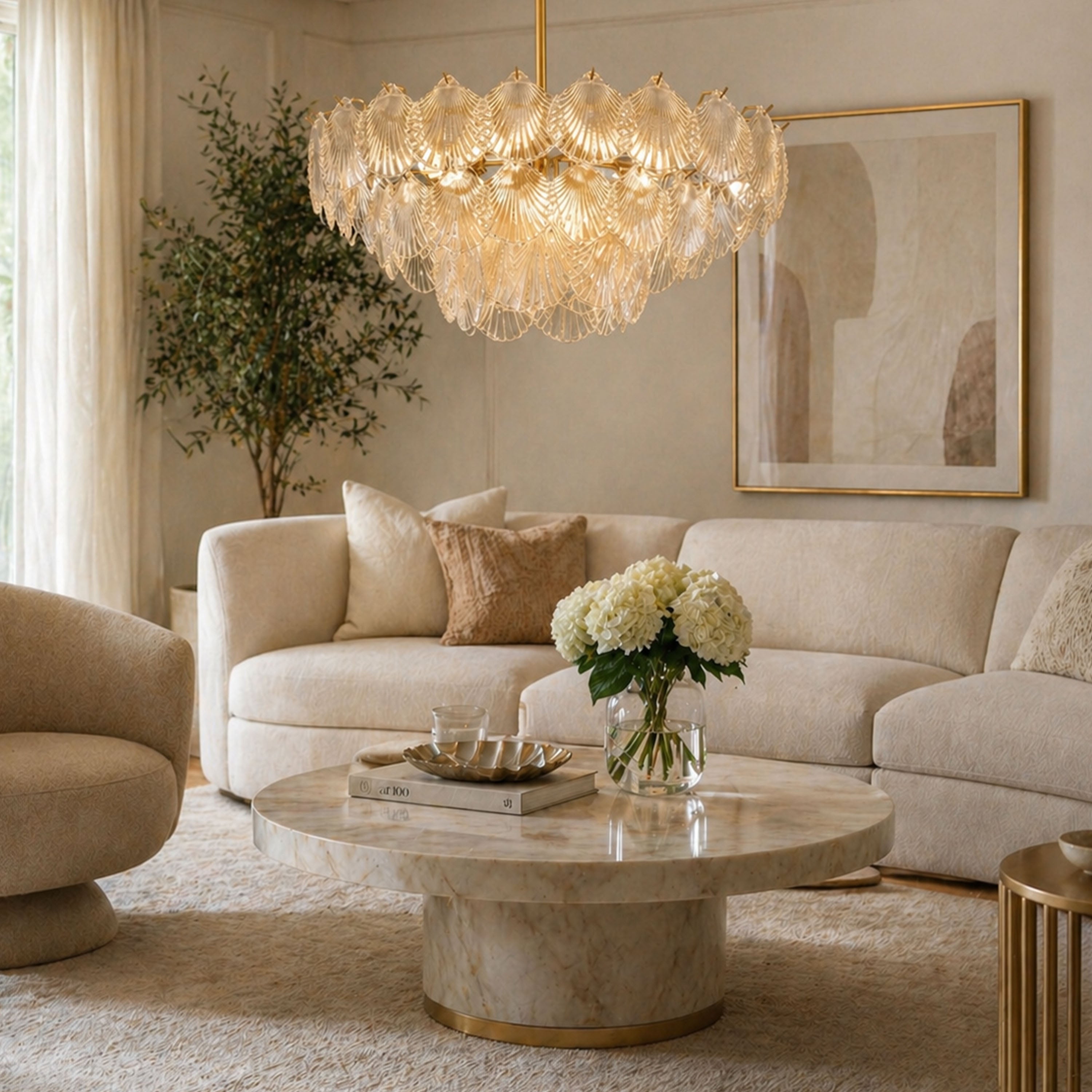 Marivelle Luxury Shell Glass Chandelier