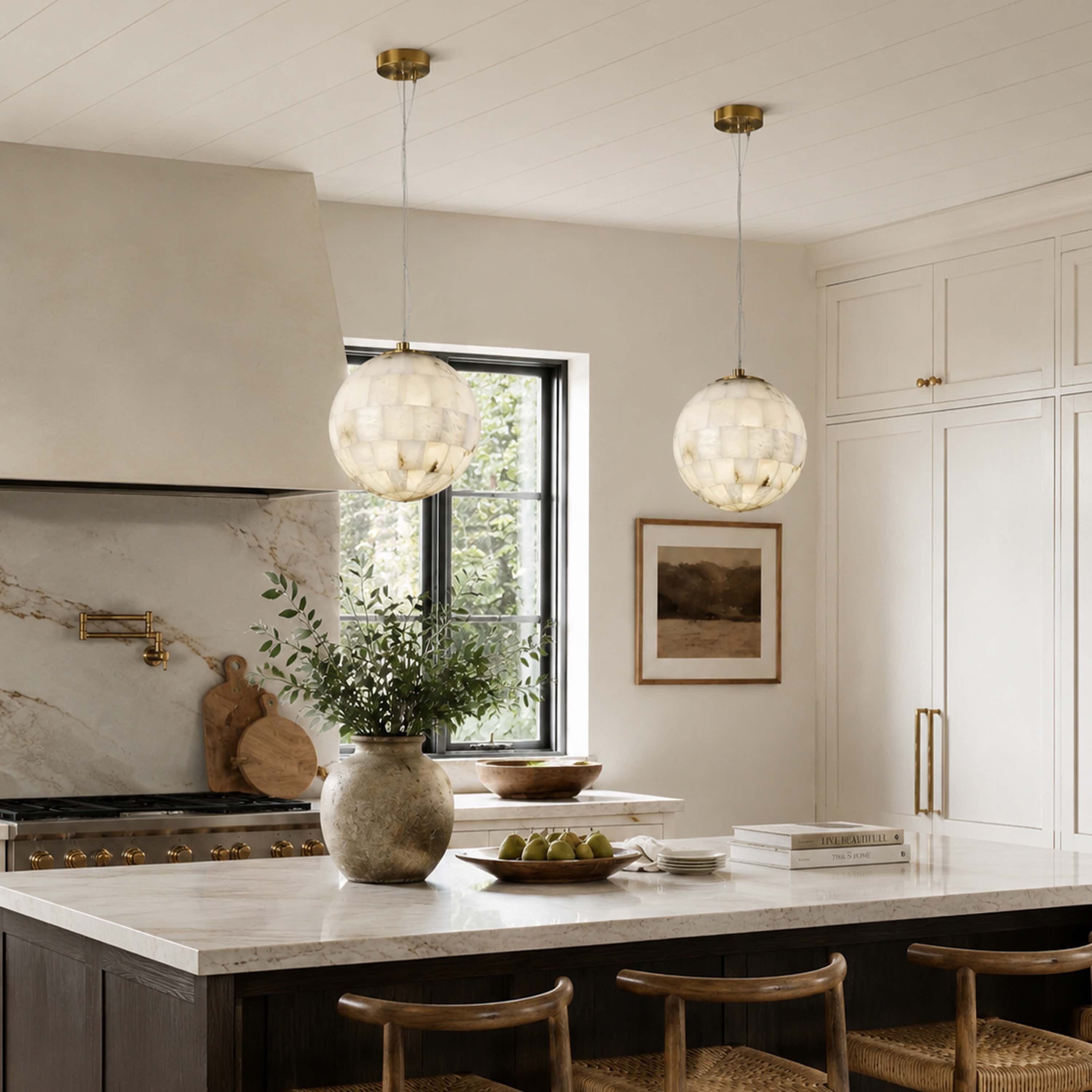 Disco Ball Alabaster Pendant Light