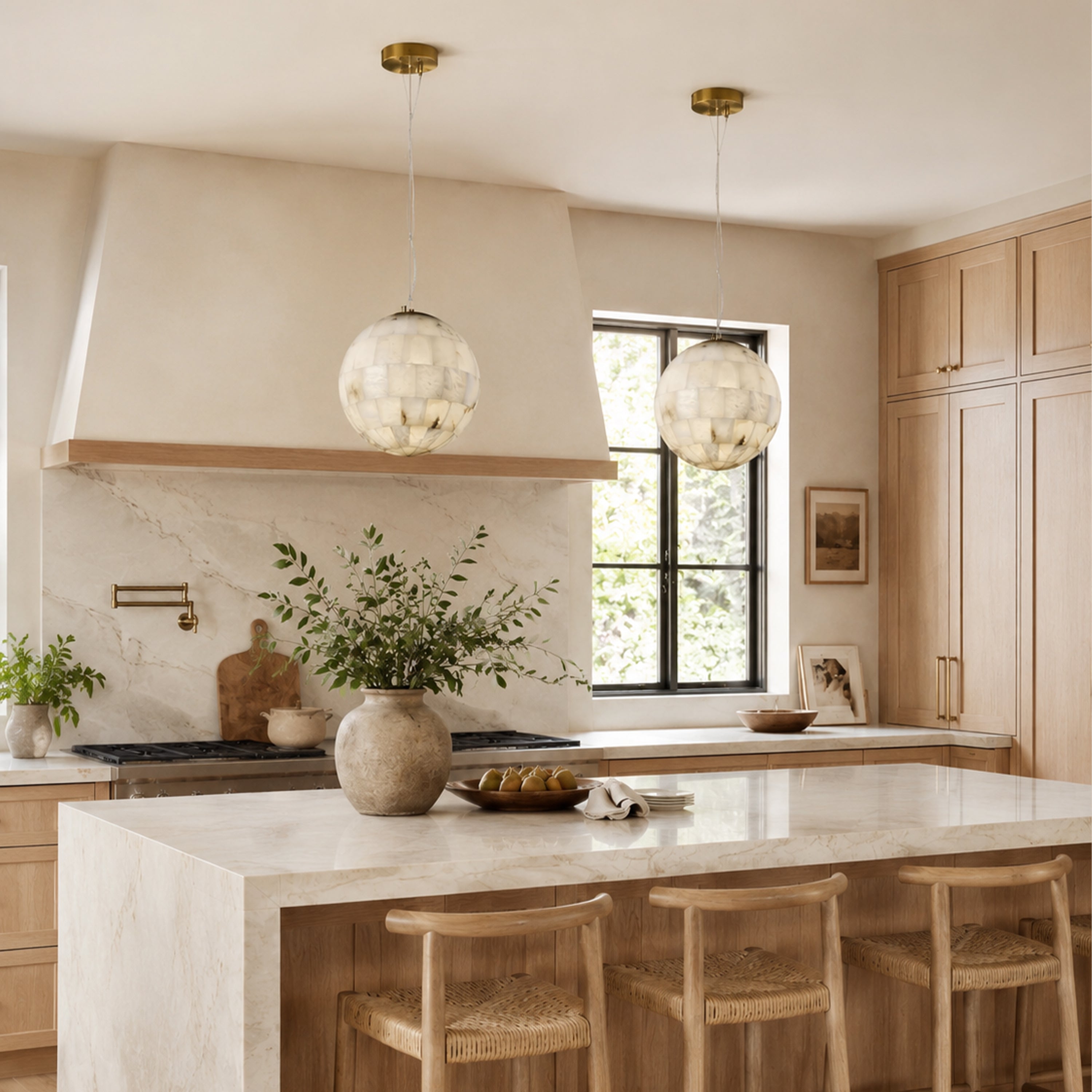 Disco Ball Alabaster Pendant Light