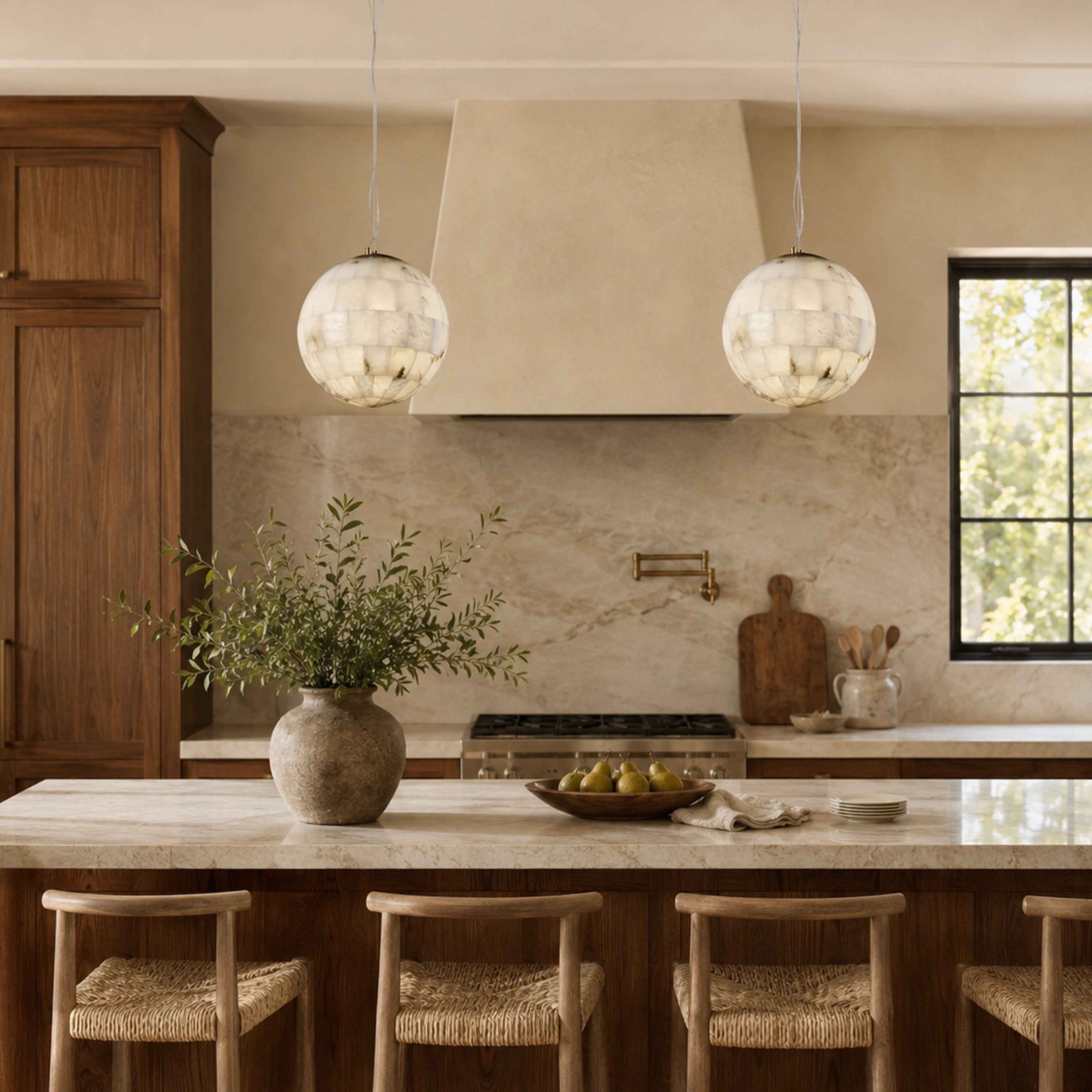 Disco Ball Alabaster Pendant Light