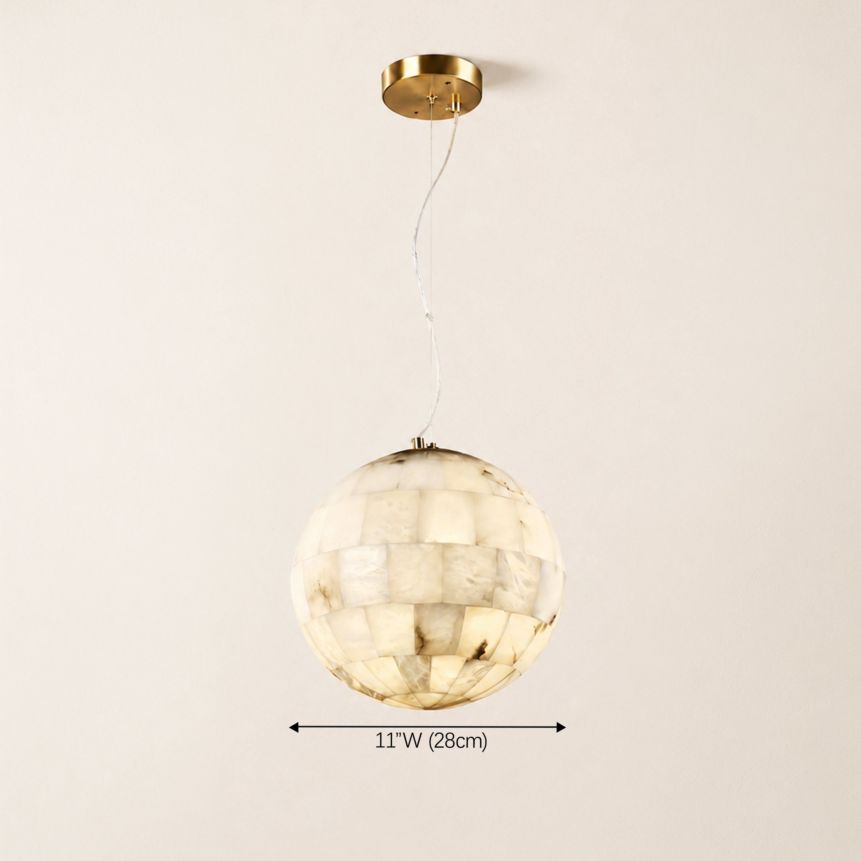 Disco Ball Alabaster Pendant Light