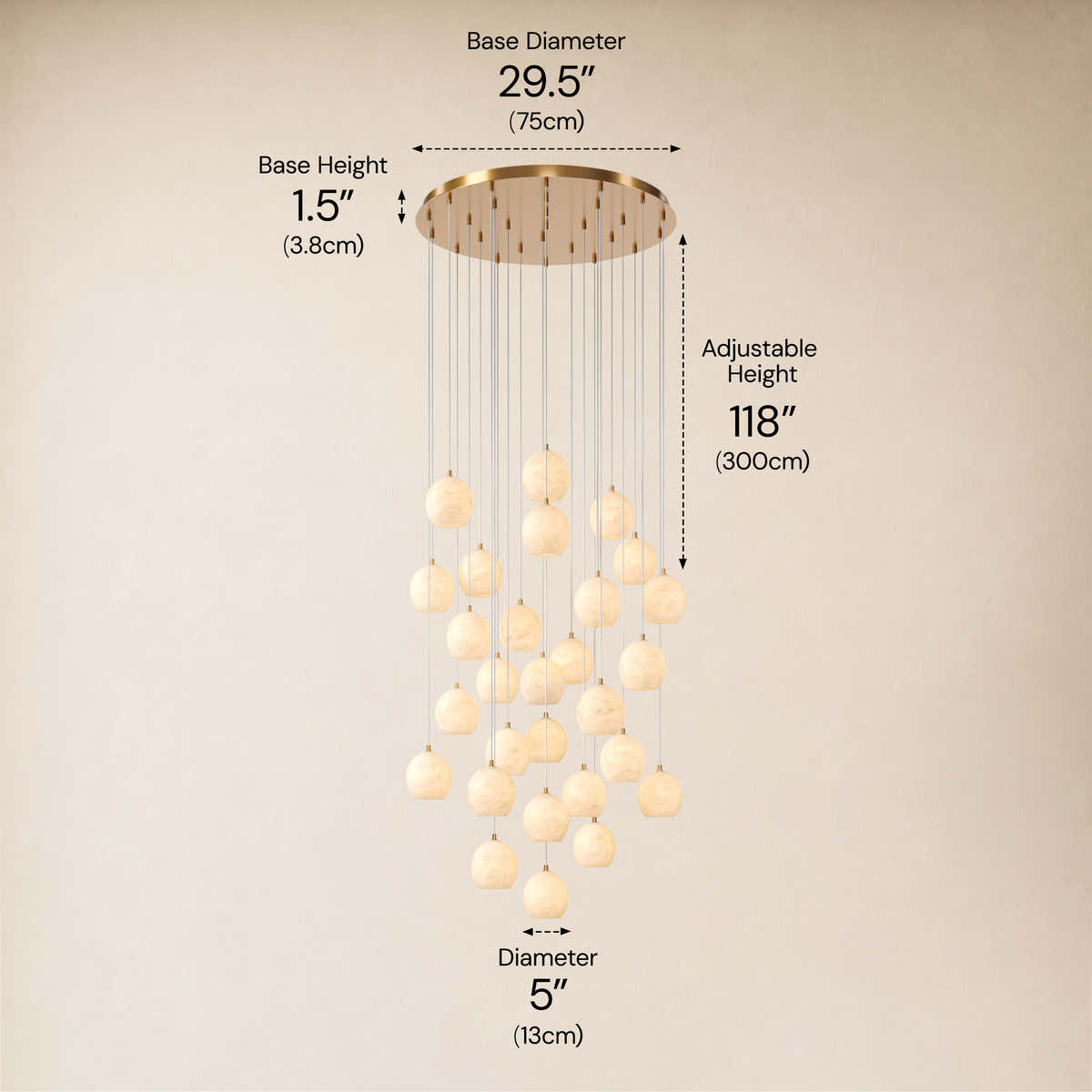 Quorvyn Resin Globe Round Chandelier dimensions 5