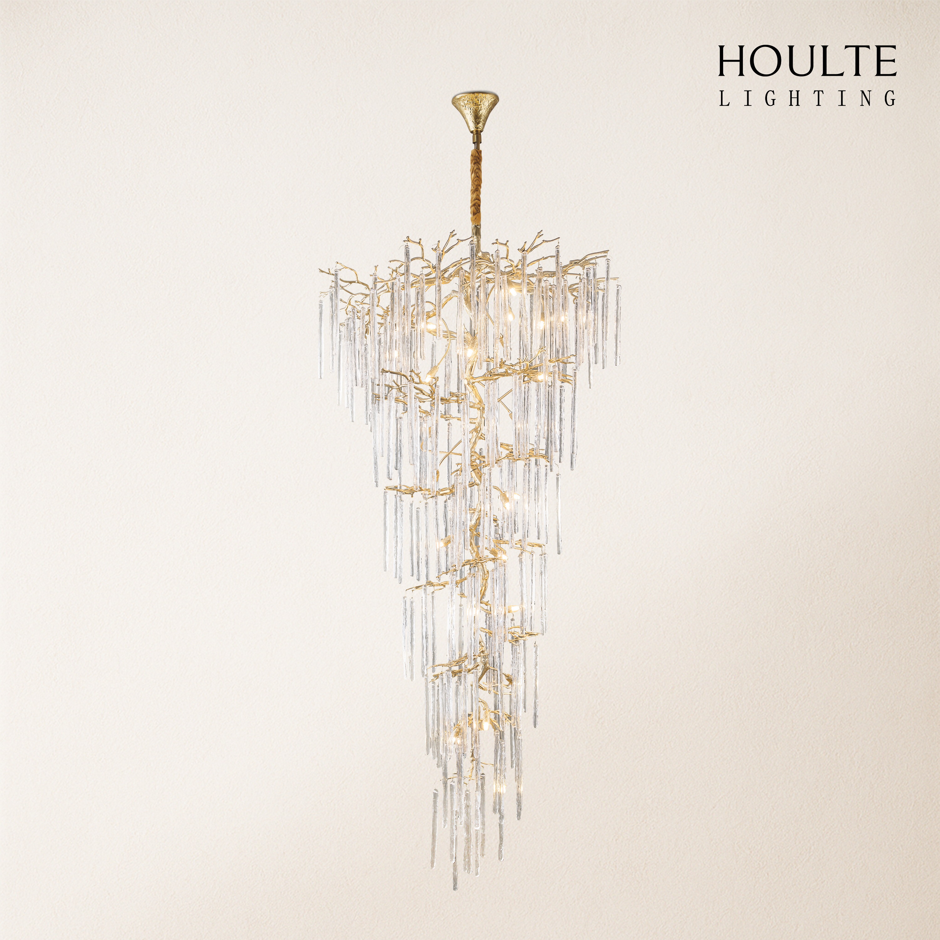 Ice Strip Modern Crystal Tree Branch Staircase Chandelier 240cm