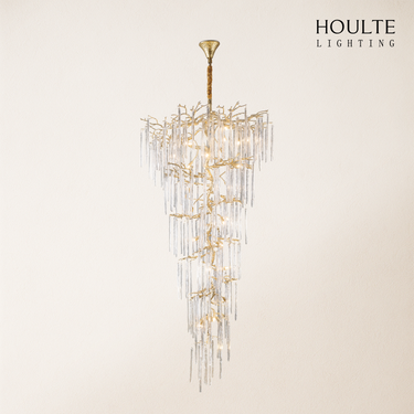 Ice Strip Modern Crystal Tree Branch Staircase Chandelier 240cm
